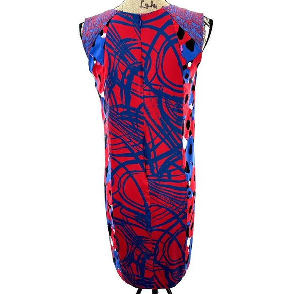 DKNY Dress Women 4 Silk Abstract Print Lined Zip Sleeveless Round Neckline Artsy - Picture 2 of 9